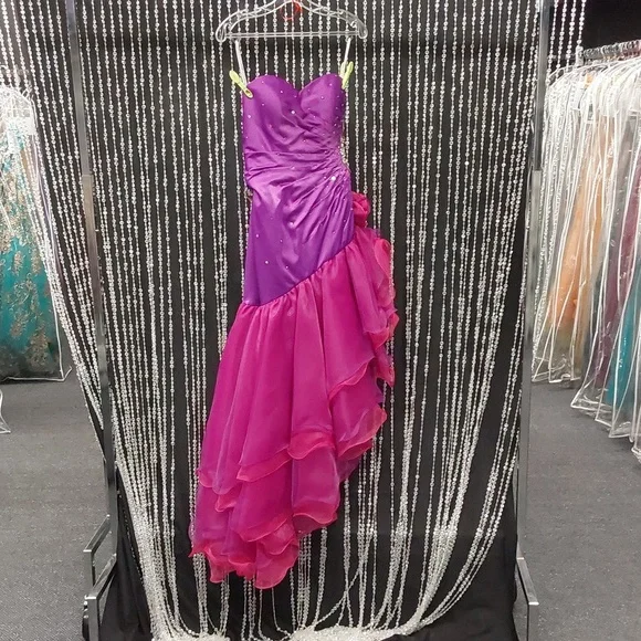 Xcite Ruffle Strapless Prom Dress 30161 Violet - Picture 4 of 5